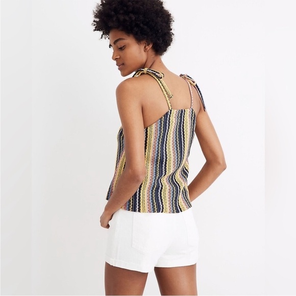 Madewell Texture & Thread Tie-Shoulder Tank Top Rainbow Crochet Small S - Picture 9 of 10